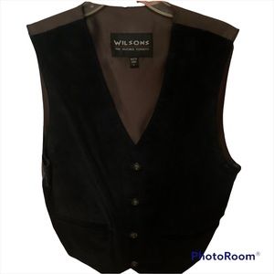 Vintage Unisex Wilson's Leather Genuine Black Leather Vest NWT